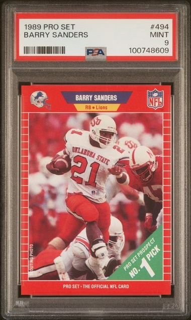 Graded 1989 Pro Set Barry Sanders #494 Rookie RC Football Card PSA 9 Mint