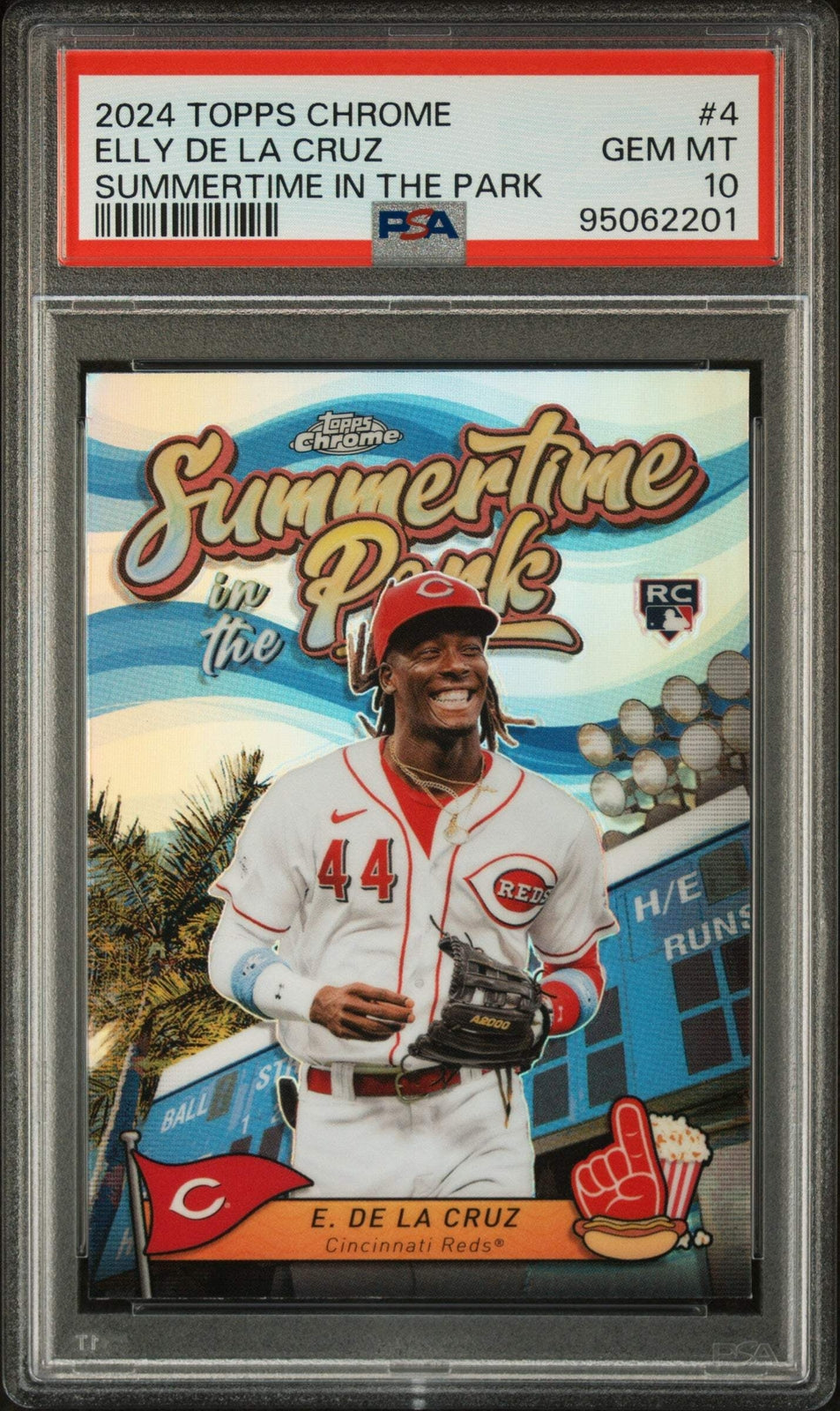 Graded 2024 Topps Chrome Elly De La Cruz #4 Summertime RC Baseball Card PSA 10