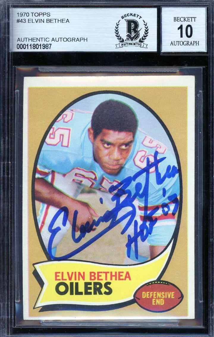 Elvin Bethea Gem Mint 10 Beckett BAS Signed 1970 Topps Autograph Rookie