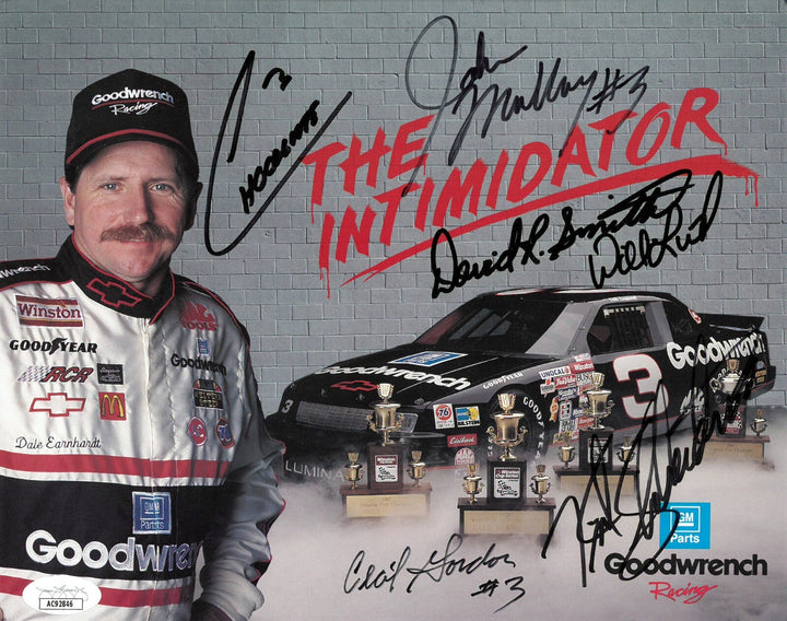 Intimidator/Childress/Earhhardt Pit Crew signed 8x10 6 sigs Chocolate Myers -JSA
