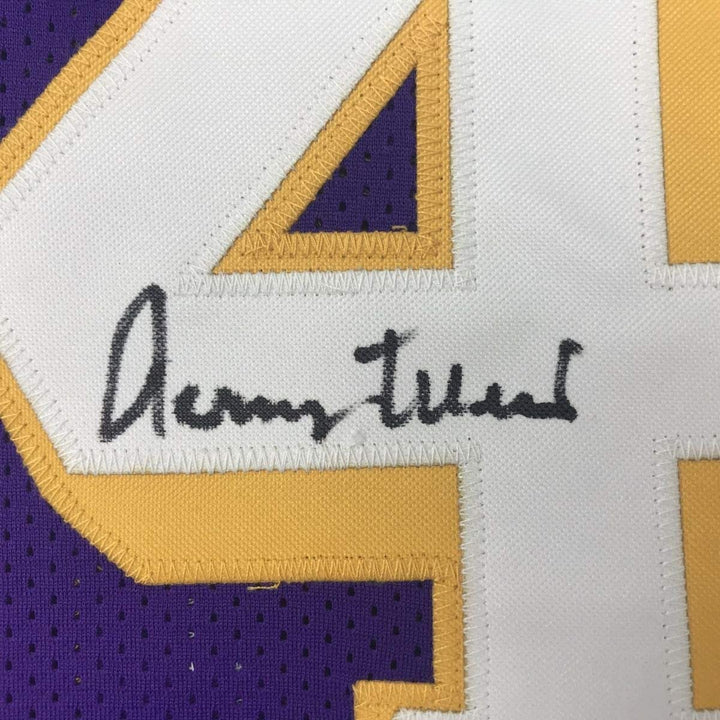 Autographed/Signed Jerry West Los Angeles LA Purple Jersey JSA COA