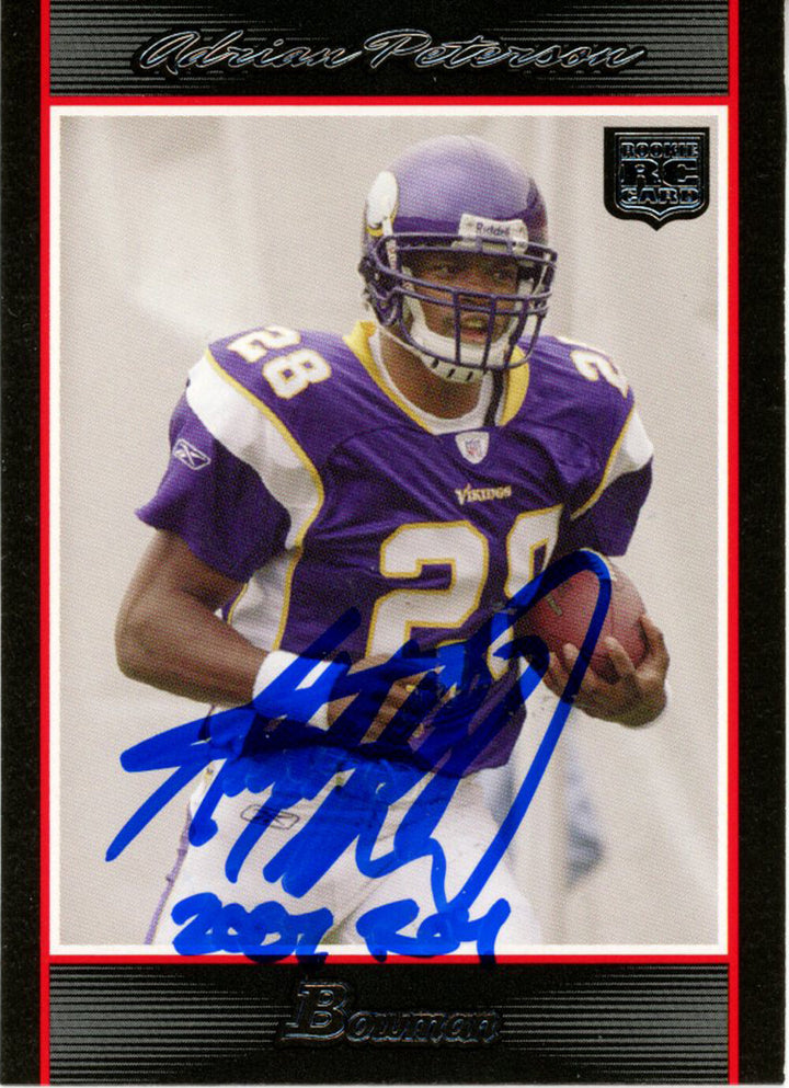 Adrian Peterson Autographed 2007 Bowman #126 Trading Card ROY Beckett 38576