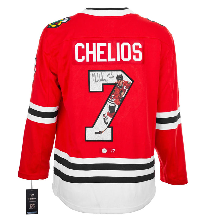 Chris Chelios Signed Chicago Blackhawks Graphic Art Fanatics Jersey #/7