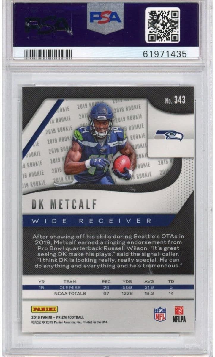 Graded 2019 Panini Prizm DK D.K. METCALF #343 Rookie RC Card PSA 10