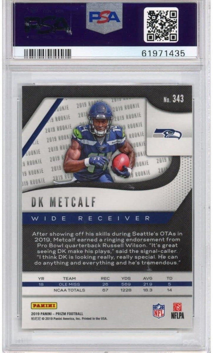 Graded 2019 Panini Prizm DK D.K. METCALF #343 Rookie RC Card PSA 10