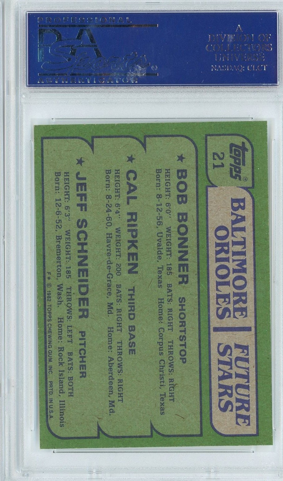 Graded 1982 Topps Cal Ripken Jr. #21 Rookie RC Baseball Card PSA 8 NM-MT