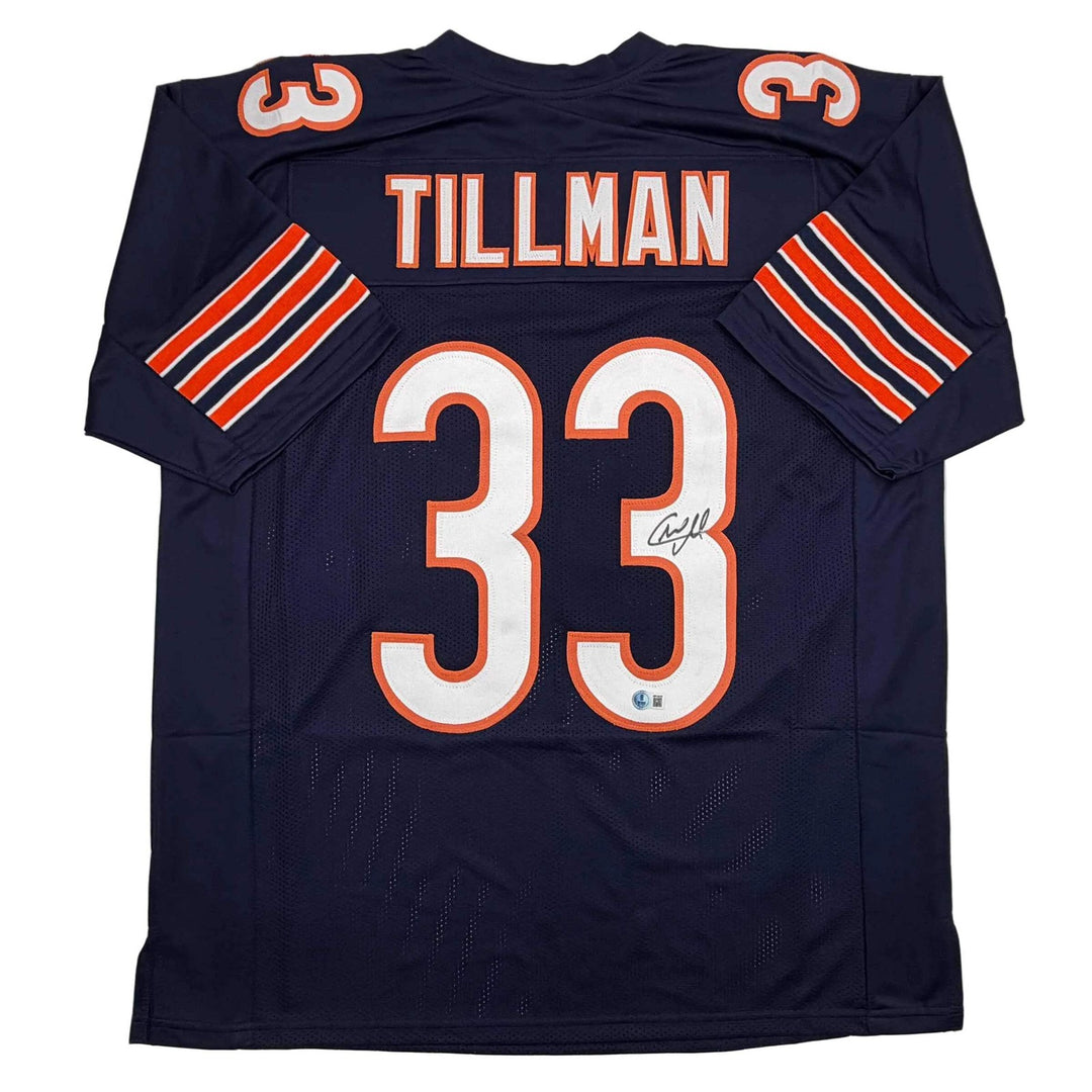 Autographed/Signed Charles Tillman Peanut Chicago Blue Football Jersey Beckett B