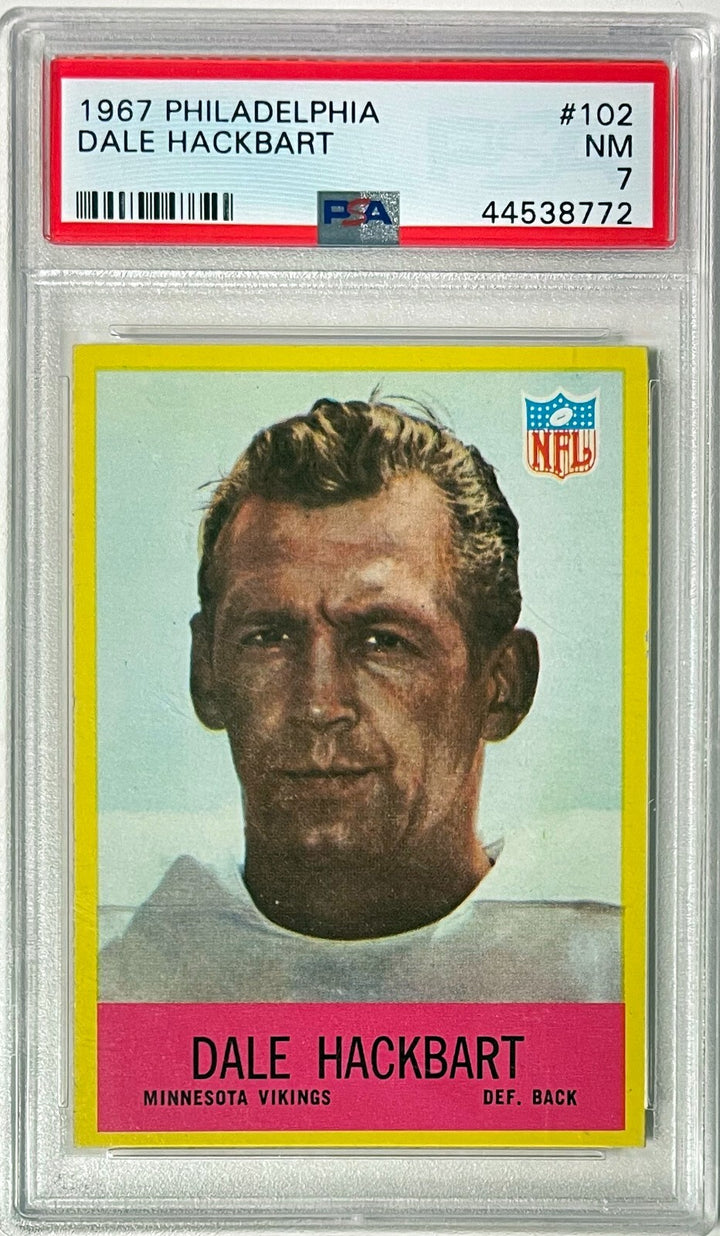 Dale Hackbart 1967 Philadelphia Card  RC #102- PSA Graded 7 NM Minnesota Vikings