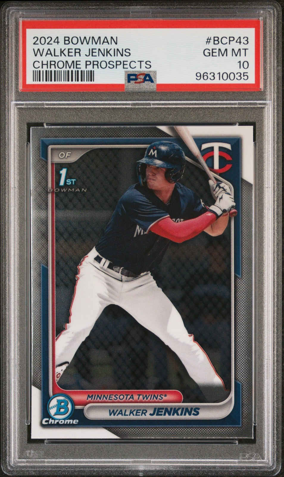 Graded 2024 Bowman Walker Jenkins #BCP43 Chrome Prospects Card PSA 10