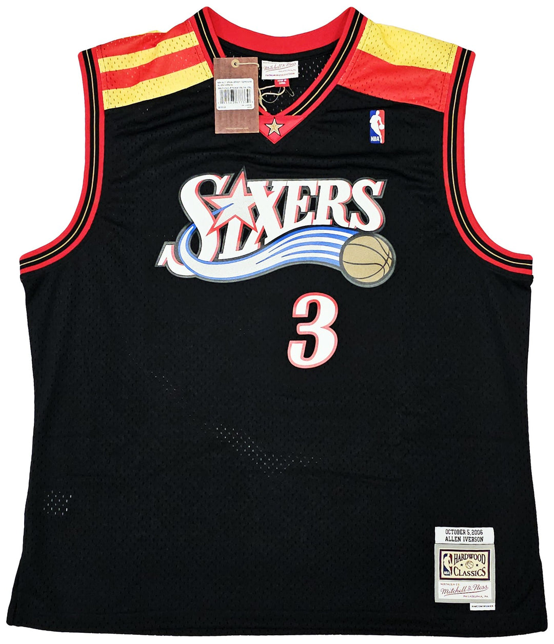 76ers Allen Iverson Auto Black Auth Mitchell Ness 06 HWC Swingman Jersey XXL BAS