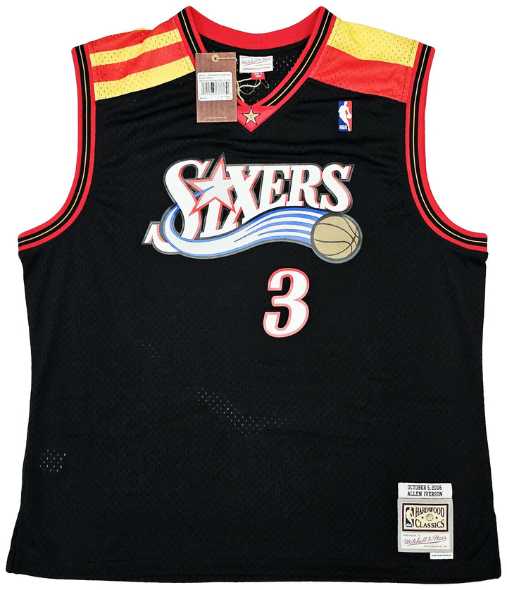 76ers Allen Iverson Auto Black Auth Mitchell Ness 06 HWC Swingman Jersey XXL BAS