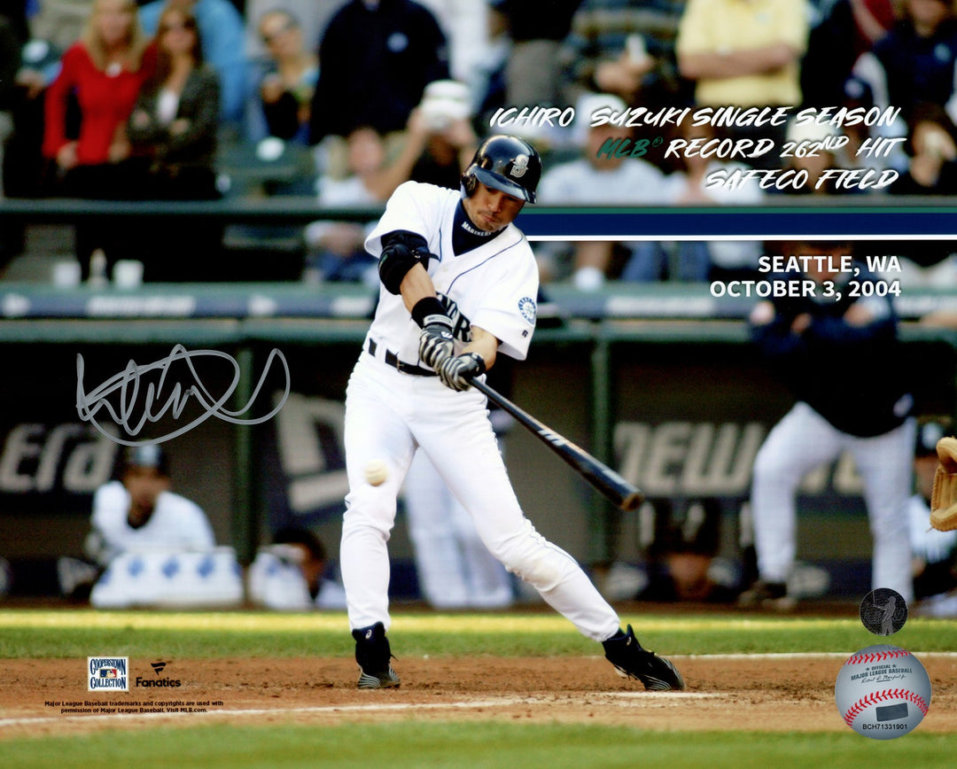 Ichiro Suzuki Signed 8x10 Photo Seattle Mariners 262 Hit MLB Hit Record IS Holo