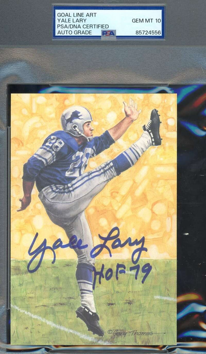 Yale Lary Gem Mint 10 PSA DNA Signed Goal Line Art Card GLAC Autographed HOF 79
