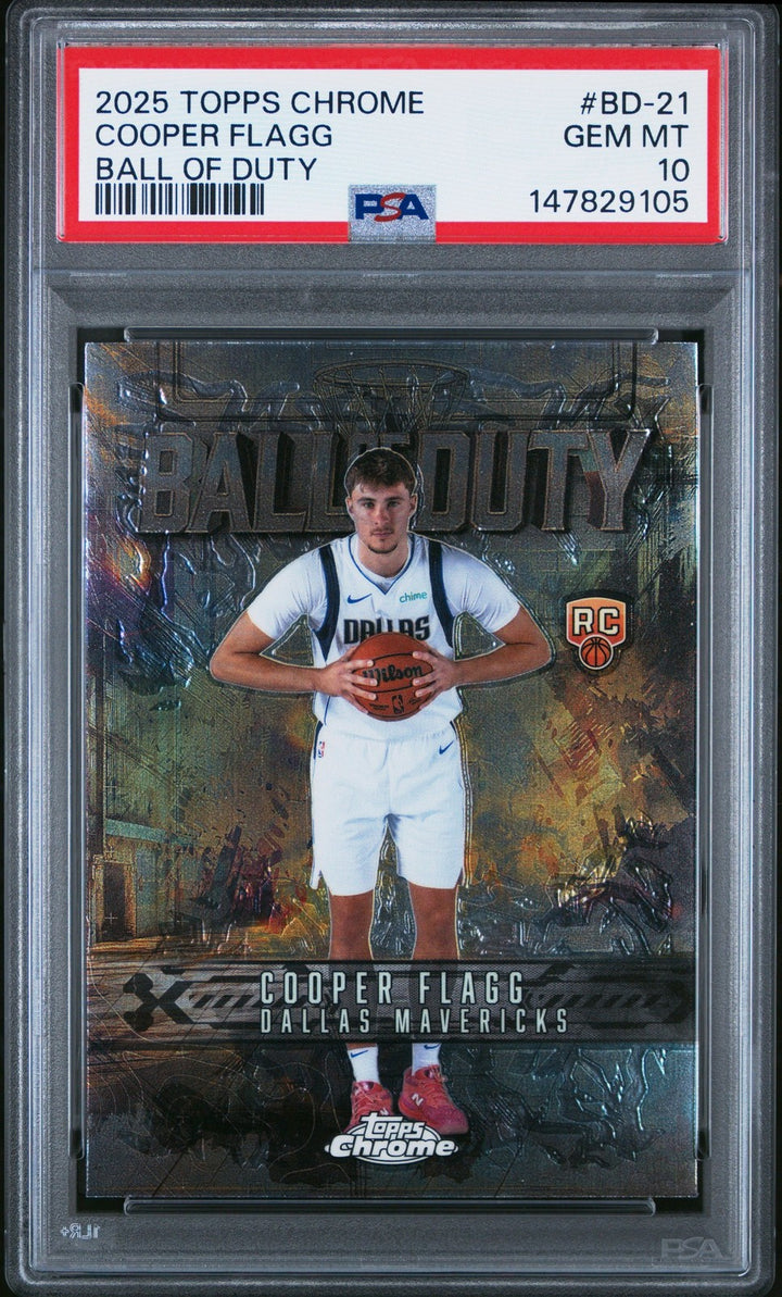Graded 2025 Topps Chrome Cooper Flagg #BD21 Ball of Duty Card PSA 10