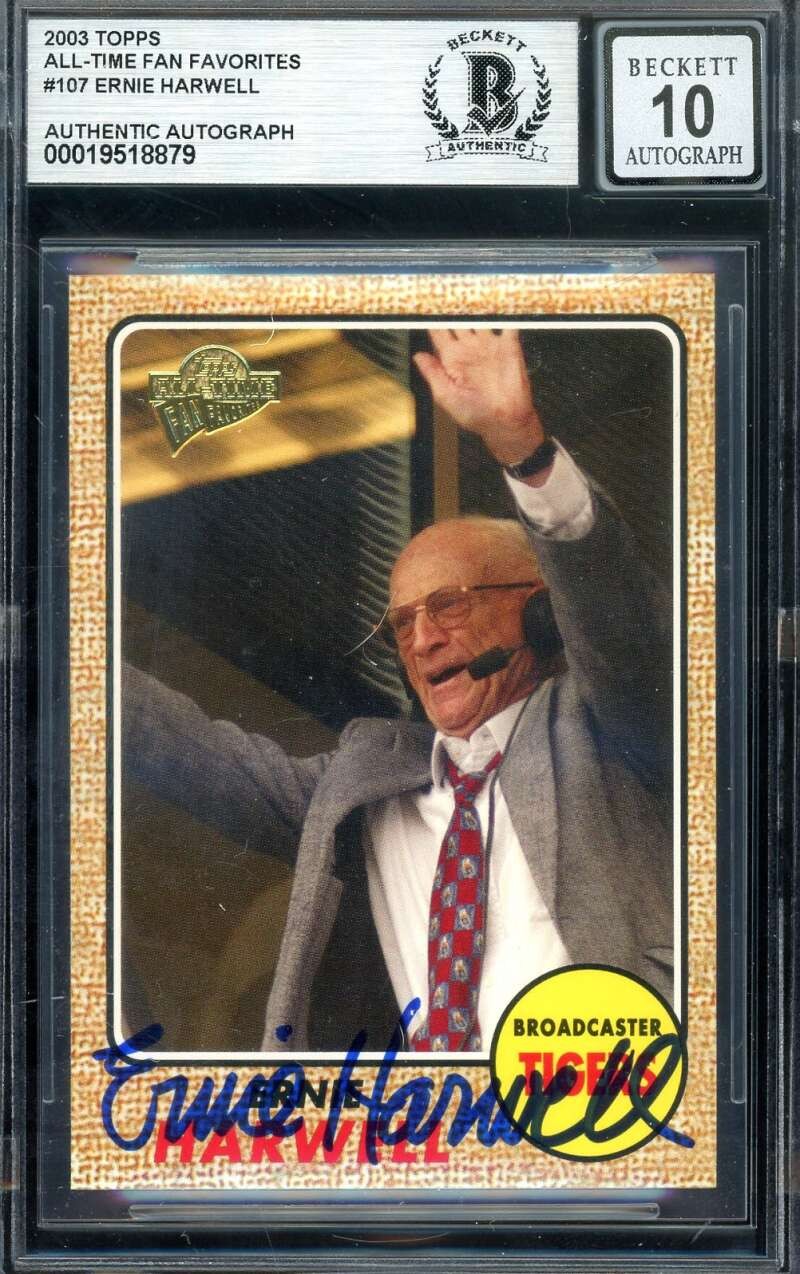 Ernie Harwell Gem Mint 10 Beckett BAS Signed 2003 Topps All Time Fan Fav Auto