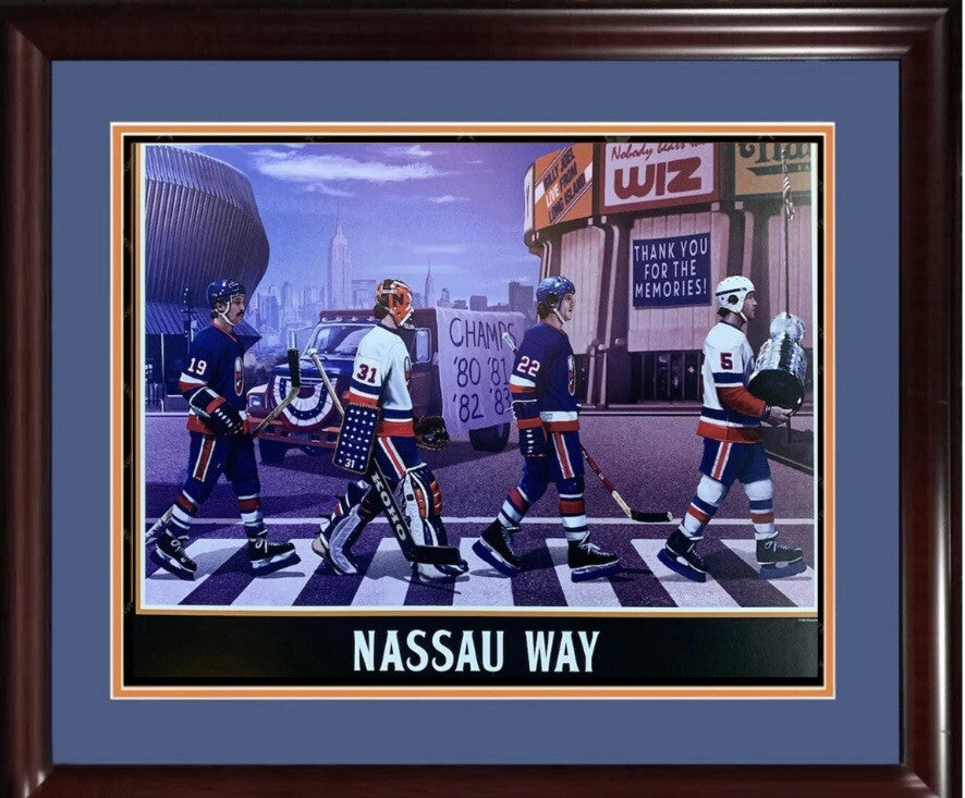NY Islanders Nassau Coliseum Stanley Cup Litho Photo Framed Mike Bossy Trottier