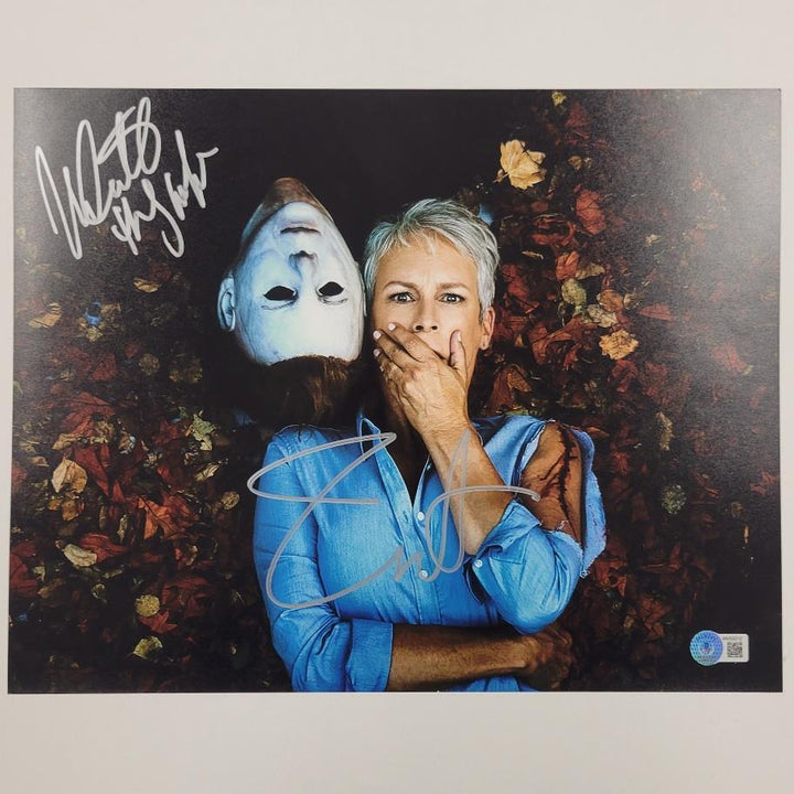 Jamie Lee Curtis & Nick Castle signed Halloween 11x14 Photo autograph ~ BAS LOA
