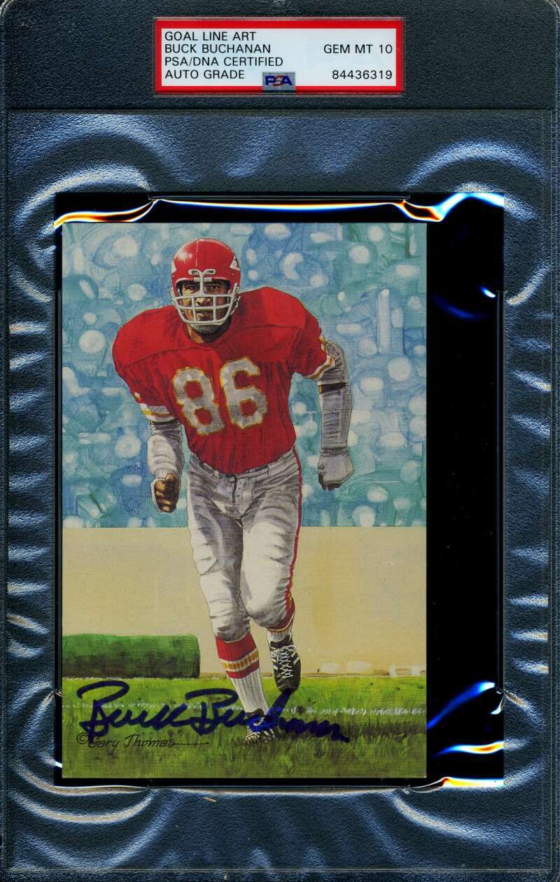 Buck Buchanan Gem Mint 10 PSA DNA Slabbed Signed Goal Line Art Card Autograph