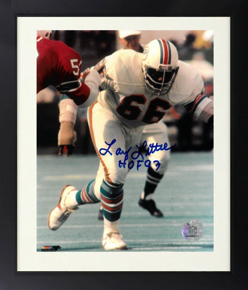 Larry Little signed Miami Dolphins NFL Licensed 8x10 Photo Framed w/ HOF 93 -COA