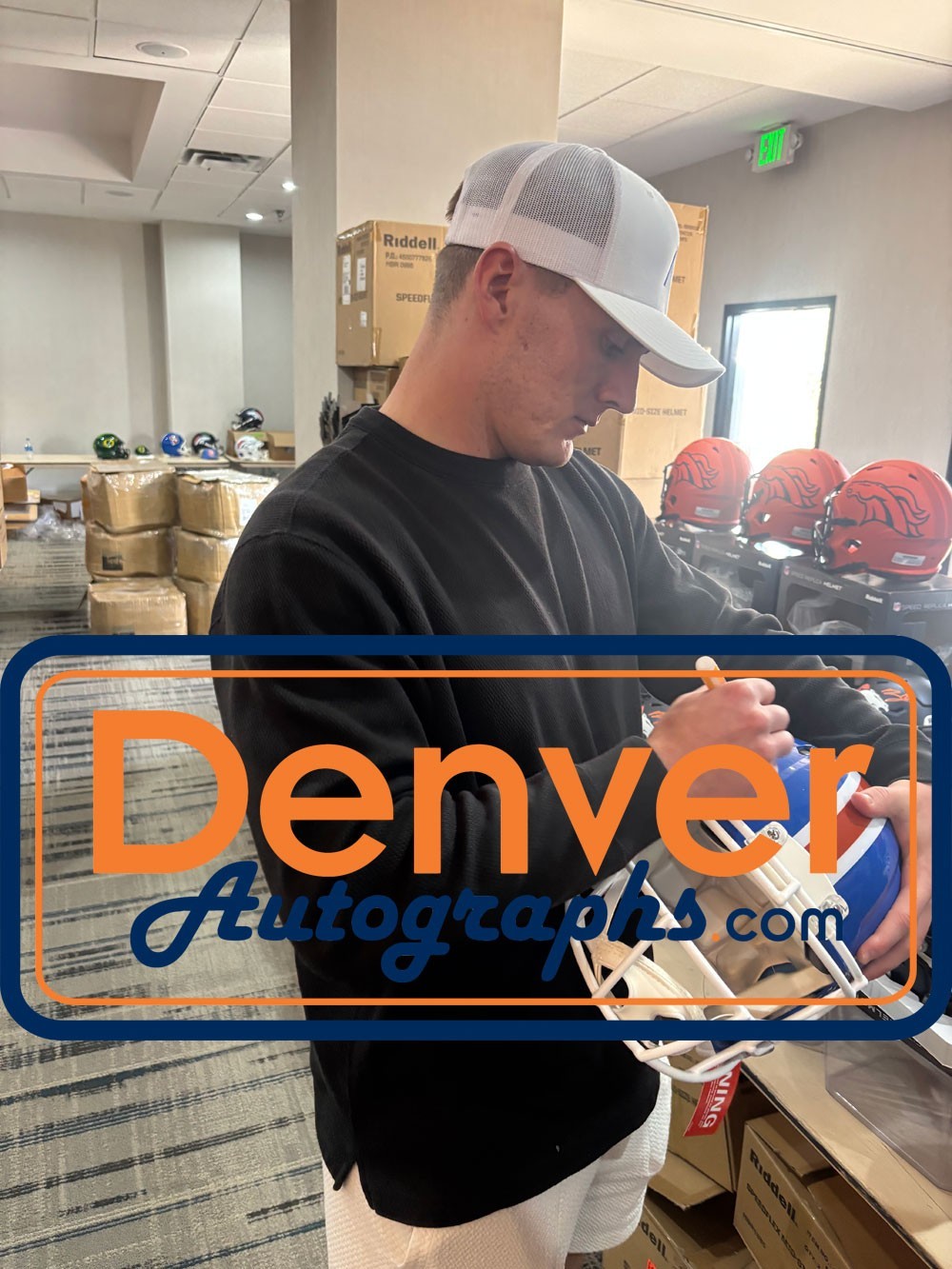 Bo Nix Autographed Denver Broncos Authentic TB Helmet Beckett Witness 55148