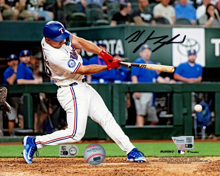 Wyatt Langford Signed 8x10 Photo Texas Rangers Debut Hit Fanatics & MLB Holo