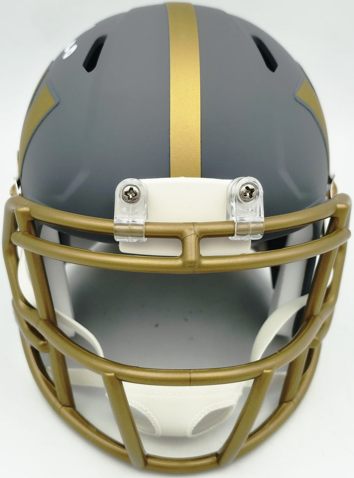 Mike Sainristil Signed Commanders Slate Silver Speed Mini Helmet Beckett Witness