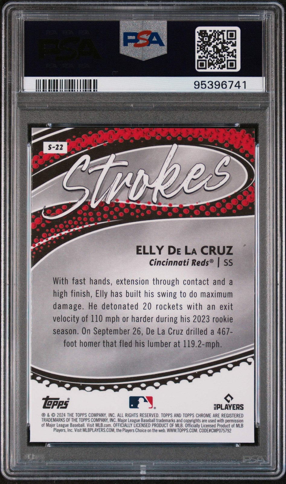 Graded 2024 Topps Chrome Elly De La Cruz #S22 Strokes RC Baseball Card PSA 10