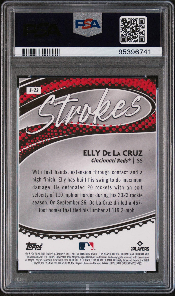 Graded 2024 Topps Chrome Elly De La Cruz #S22 Strokes RC Baseball Card PSA 10
