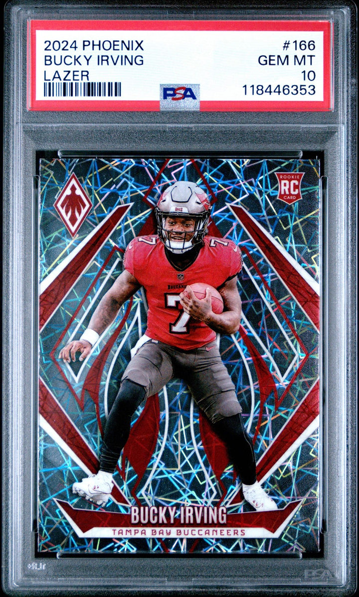 Graded 2024 Panini Phoenix Bucky Irving #166 Lazer Rookie RC Card PSA 10 Mint