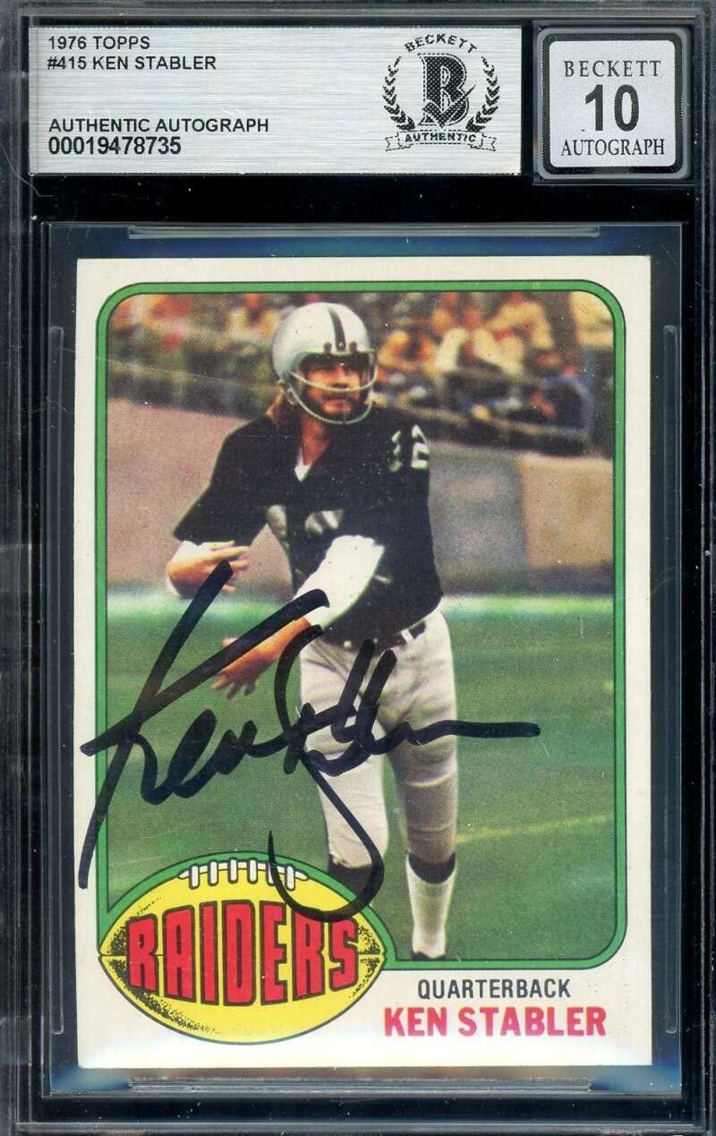 Ken Stabler Gem Mint 10 Beckett BAS Signed 1976 Topps Autograph Raiders