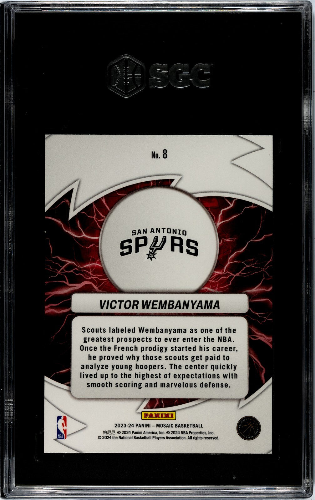 Victor Wembanyama 2023-24 Panini Mosaic Thunder Road Rookie Card- SGC Graded 10