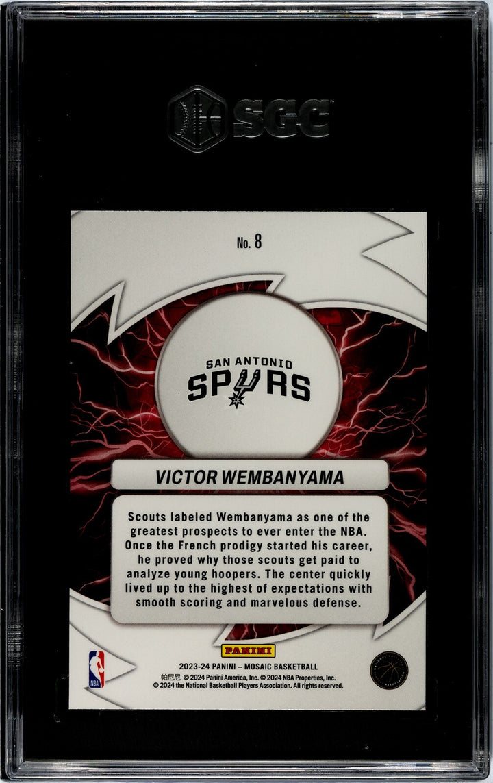 Victor Wembanyama 2023-24 Panini Mosaic Thunder Road Rookie Card- SGC Graded 10