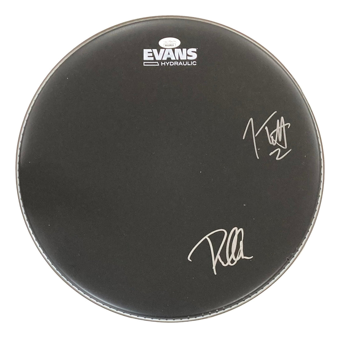 Joe Elliott Phil Collen Def Leppard Signed 15" Black Evans Drum Head JSA Holo