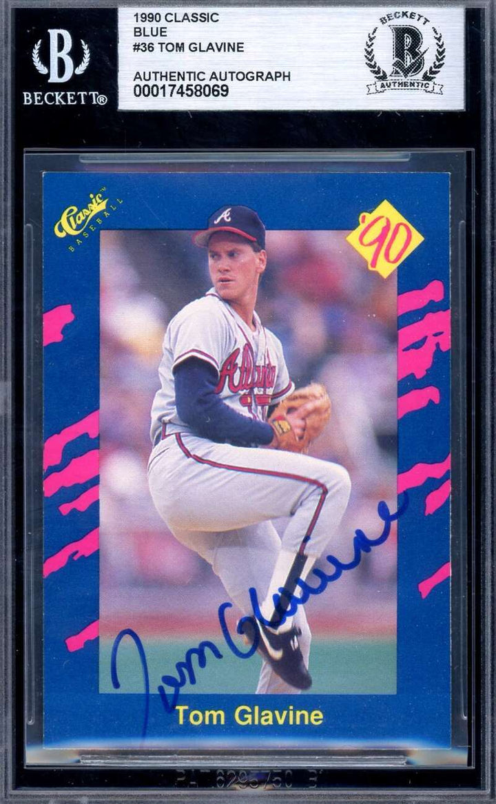 Tom Glavine Beckett BAS Signed 1990 Classic Blue Autograph