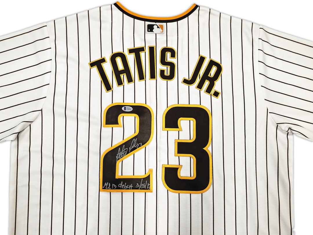 Padres Fernando Tatis Jr. Auto White Pinstripes Nike Jersey XL MLB Debut Beckett