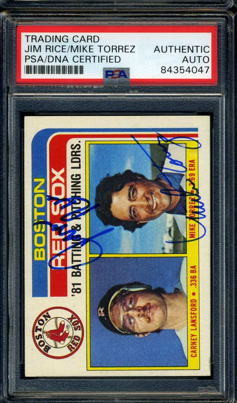 Jim Rice Mike Torrez PSA DNA Coa Signed 1982 Topps Autograph