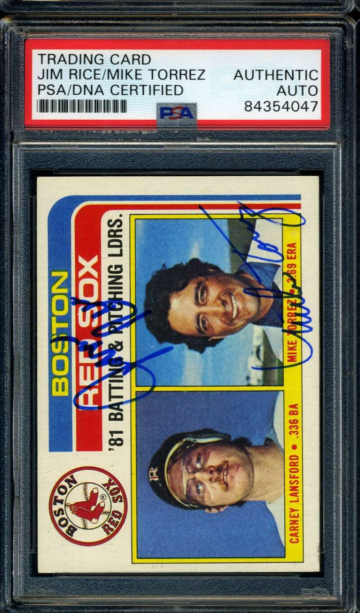 Jim Rice Mike Torrez PSA DNA Coa Signed 1982 Topps Autograph