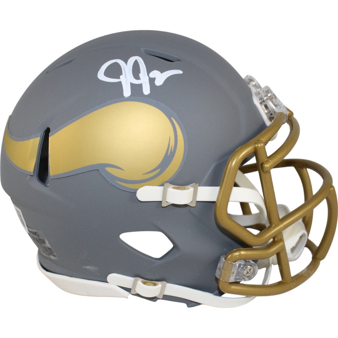 Justin Jefferson Autographed Minnesota Vikings Mini Helmet Slate Beckett 51009