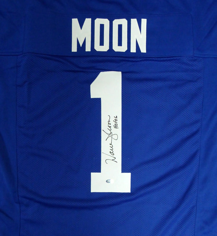 Seattle Seahawks Warren Moon Autographed Signed Blue Jersey "HOF 06" MCS Holo
