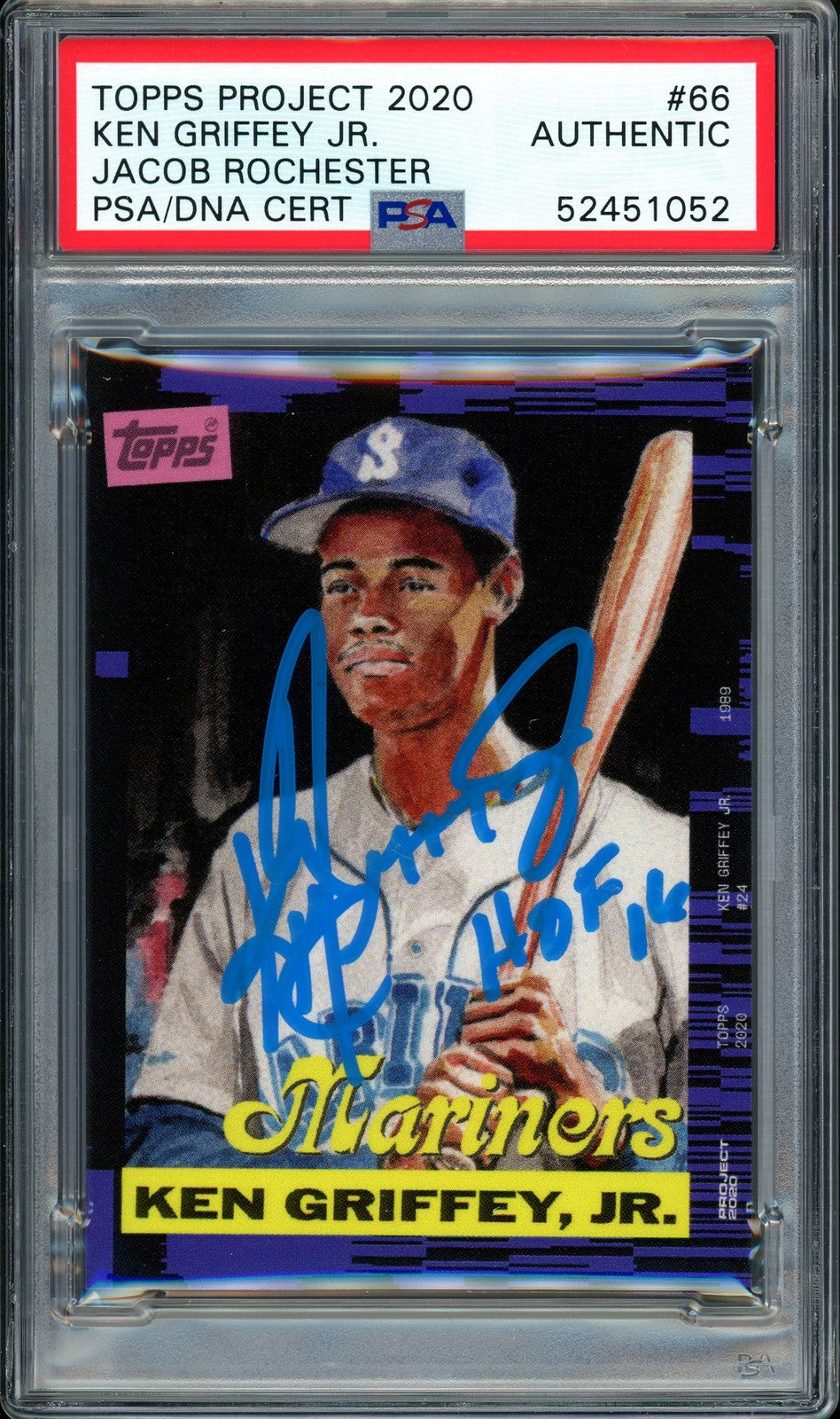 Ken Griffey Jr Auto Topps Project 2020 Jacob Rochester Card 66 HOF 16 1/1 PSADNA