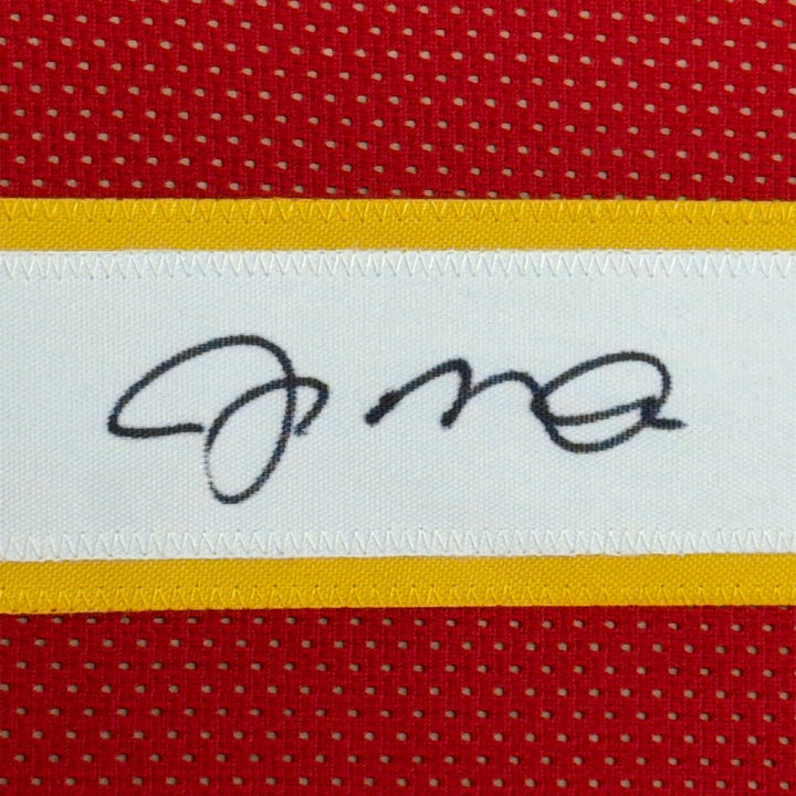 FRAMED Signed JOE MONTANA 35x39 Kansas City Red Jersey JSA COA Auto