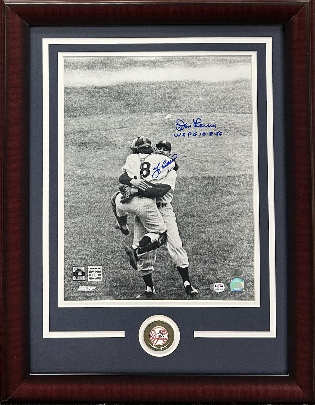 Yogi Berra Don Larsen Signed 11x14 Framed Photo Yankees WS Perfect Game Auto PSA