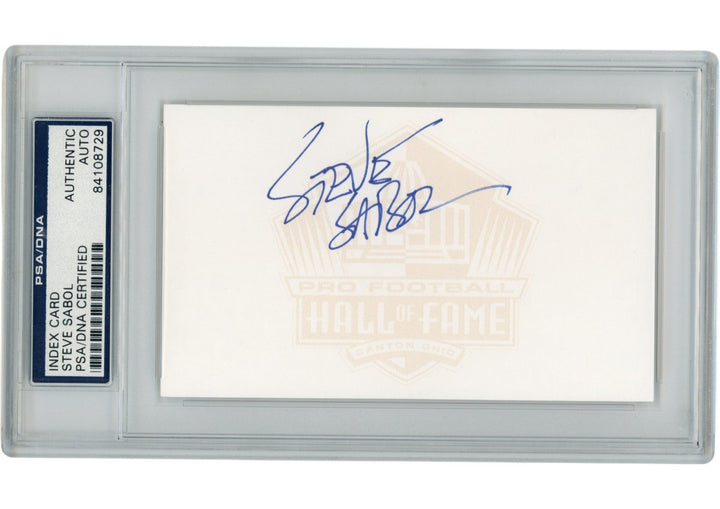 Steve Sabol Autographed/Signed NFL Films Index Card Slabbed PSA 54917
