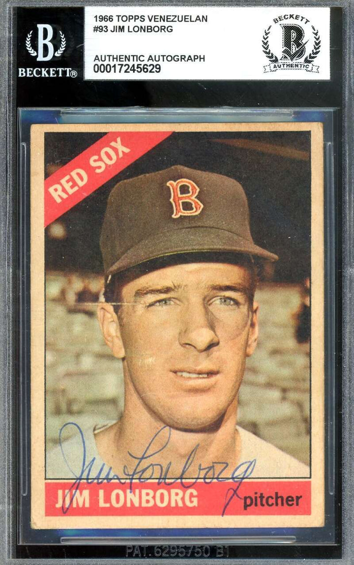 Jim Lonborg Beckett BAS Signed 1966 Topps Venezuelan Autograph