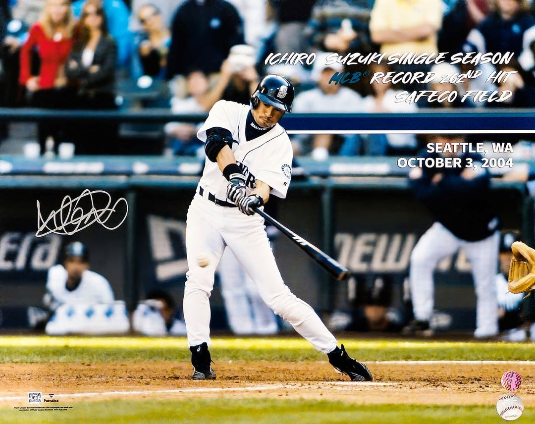 Ichiro Suzuki Signed 16x20 Seattle Mariners MLB Hit Record Photo Ichiro COA