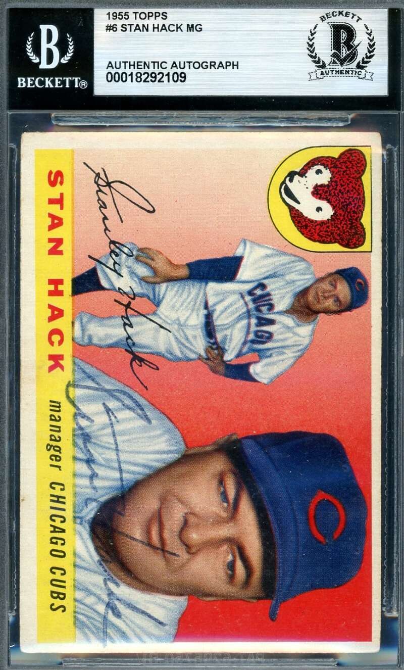 Stan Hack Beckett BAS Signed 1955 Topps Autographed