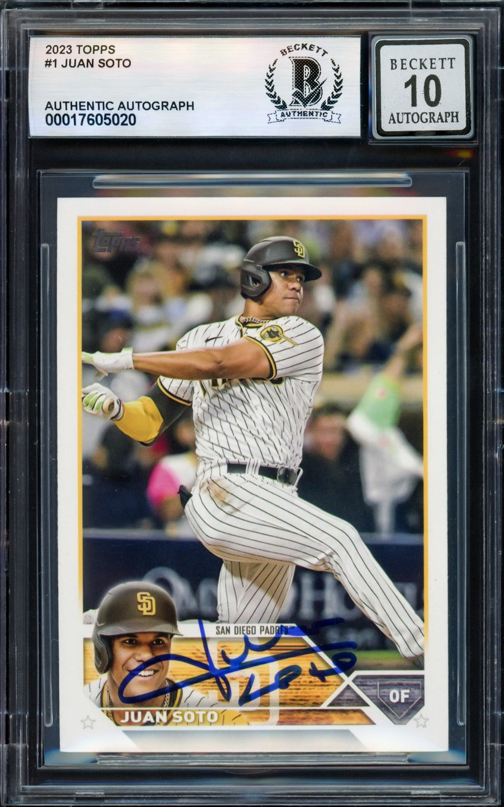 Juan Soto Signed 2023 Topps Card 1 San Diego Padres Auto GM 10 Beckett