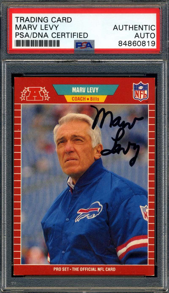 Marv Levy PSA DNA Signed 1989 Pro Set Rookie Autograph