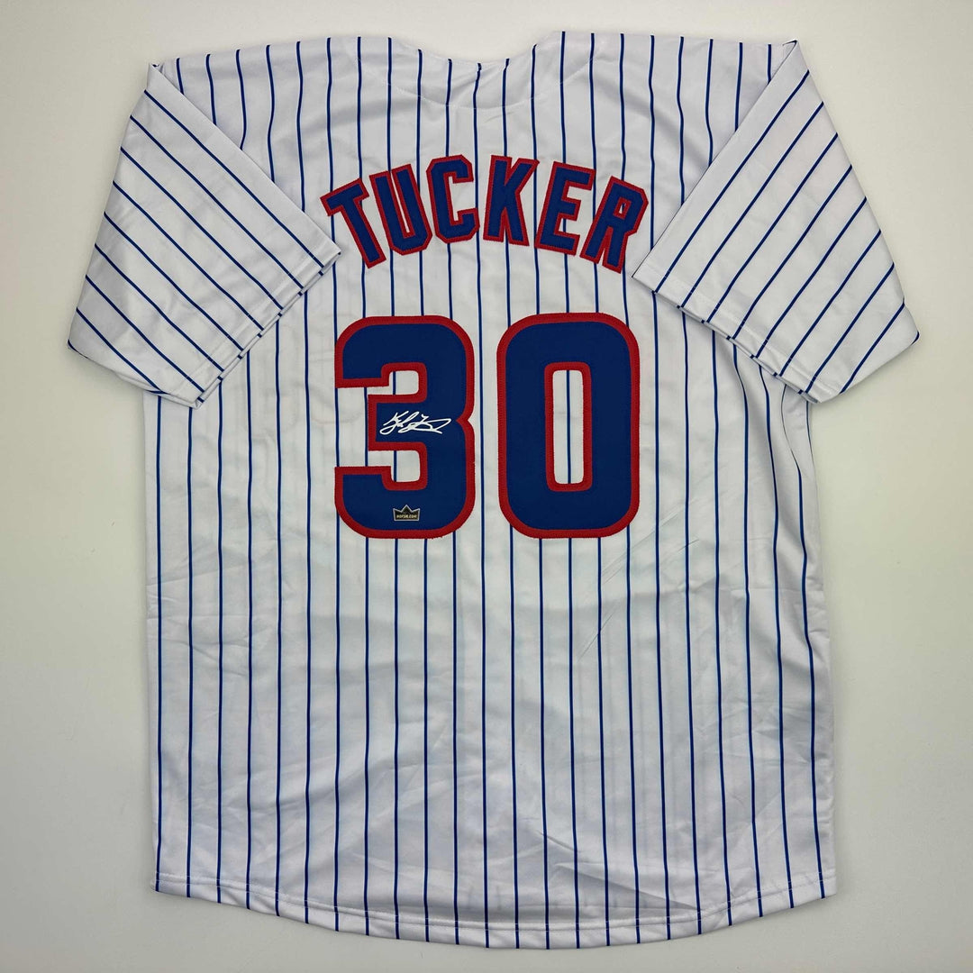 Facsimile Autographed Kyle Tucker Chicago Pinstripe Reprint Jersey Size Men's XL