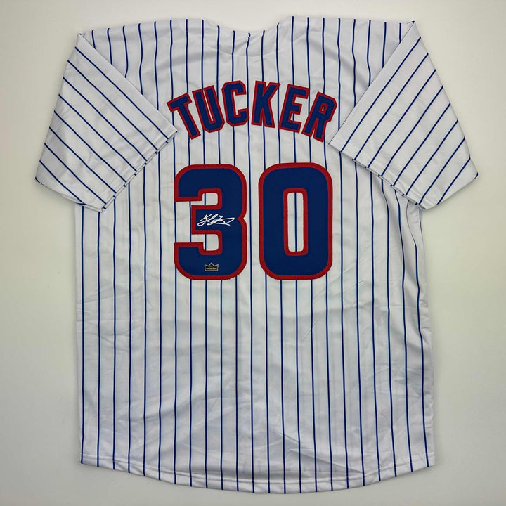 Facsimile Autographed Kyle Tucker Chicago Pinstripe Reprint Jersey Size Men's XL